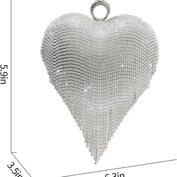 Elegant Rhinestone Clutch Purse - Perfect Heart-Shaped Evening Bag for Events - Picture 2 of 9